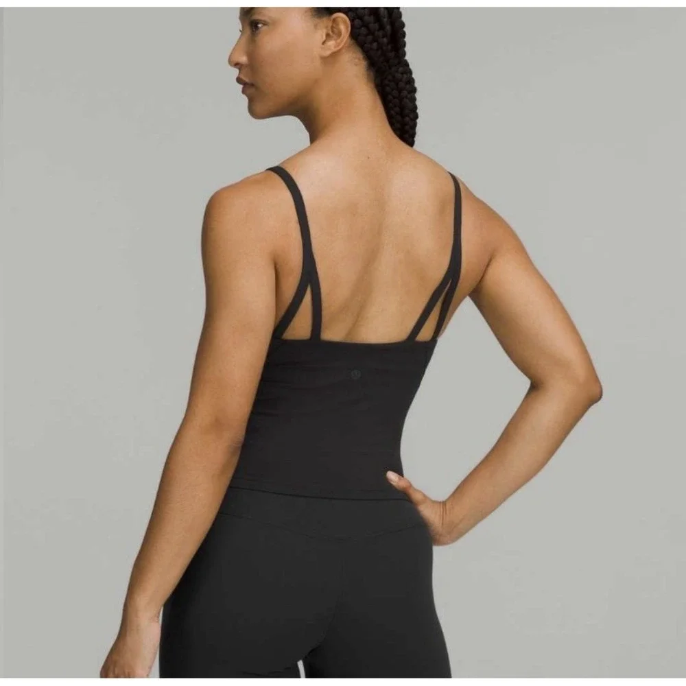 Lululemon SIZE 10 Strappy Nulu Shelf Tank square neck tank top in black Align